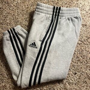 Adidas Kids Light Gray Joggers with Black Stripes
